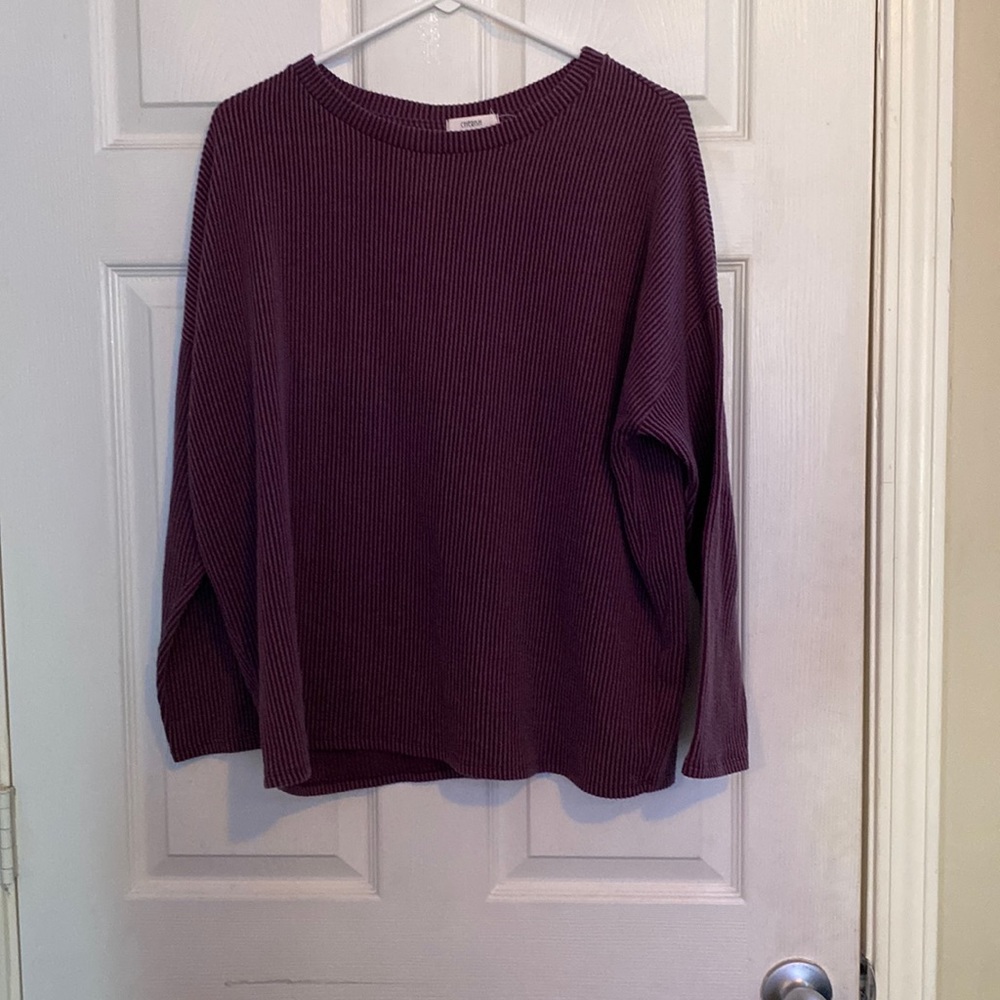 Cherish purple striped longsleeve hoodie shirt